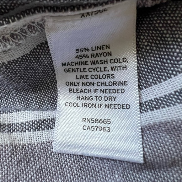 Caslon Linen Pants Women’s Small Wide-Leg Crop Tie Waist Raw Hem Striped Purple - Picture 5 of 5